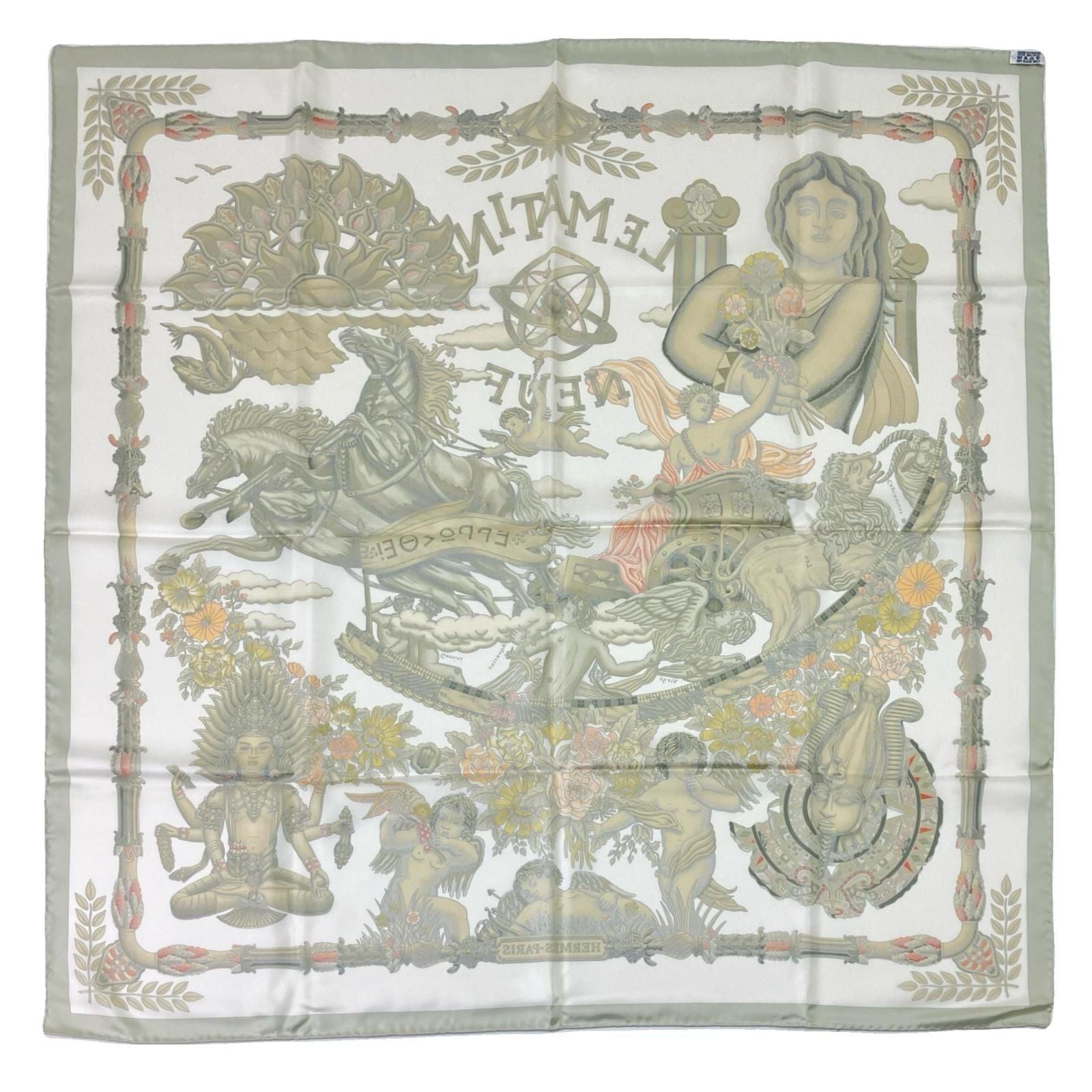 Hermes Carre 90 New Morning White Green Scarf — view 5