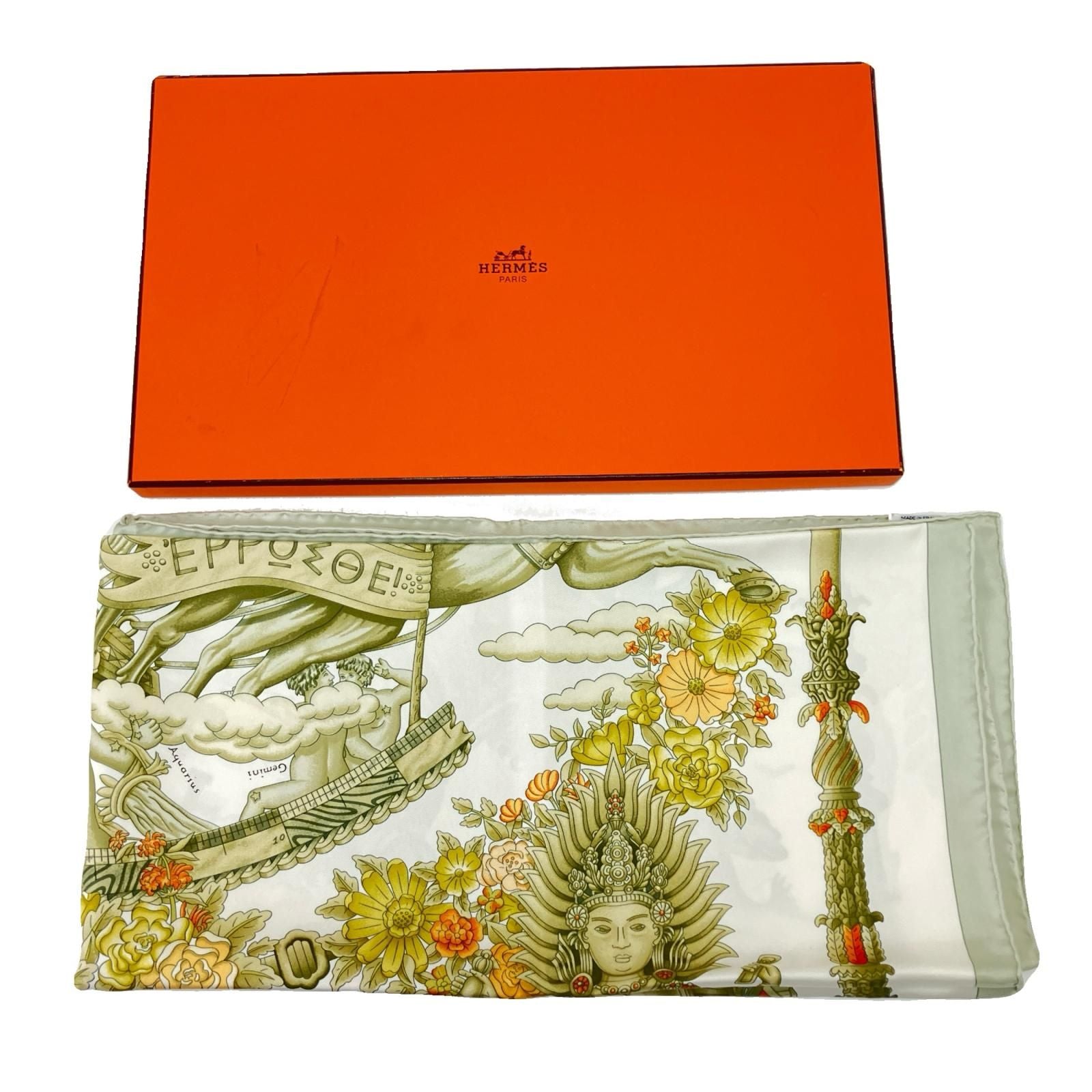 Hermes Carre 90 New Morning White Green Scarf — view 2