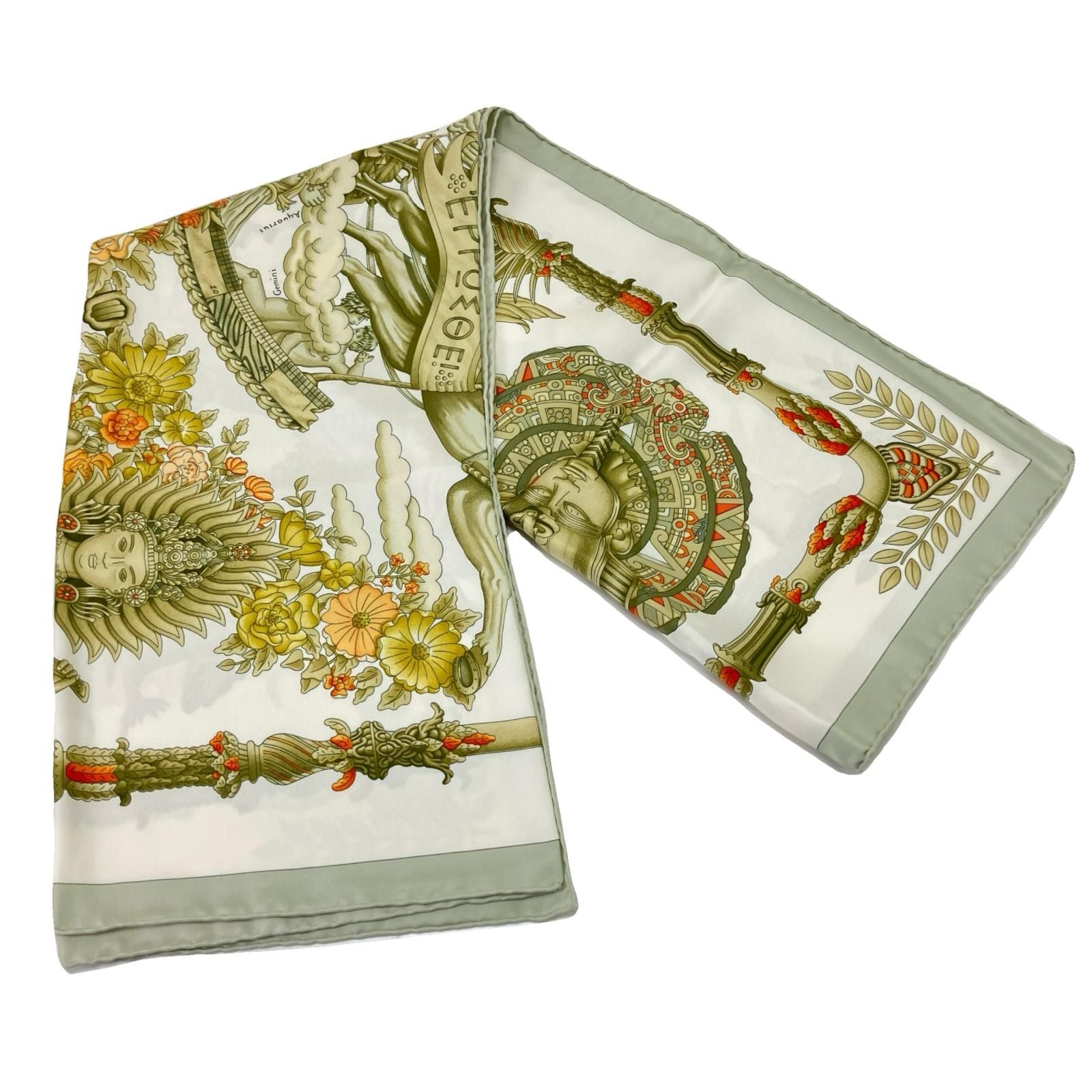 Hermes Carre 90 New Morning White Green Scarf — view 7