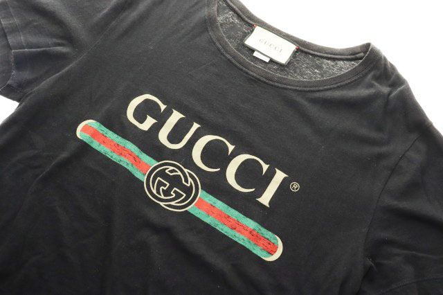 Gucci Logo Washed Print Oversize T-Shirt Black — view 3