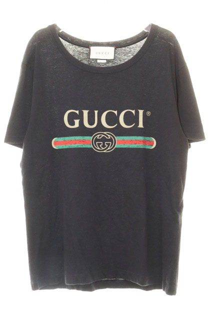 Gucci Logo Washed Print Oversize T-Shirt Black