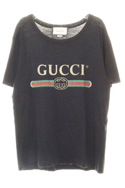 Gucci Logo Washed Print Oversize T-Shirt Black