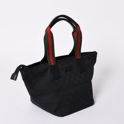 Gucci Sherry Line Hand Bag Handbag GG Canvas Black — view 3
