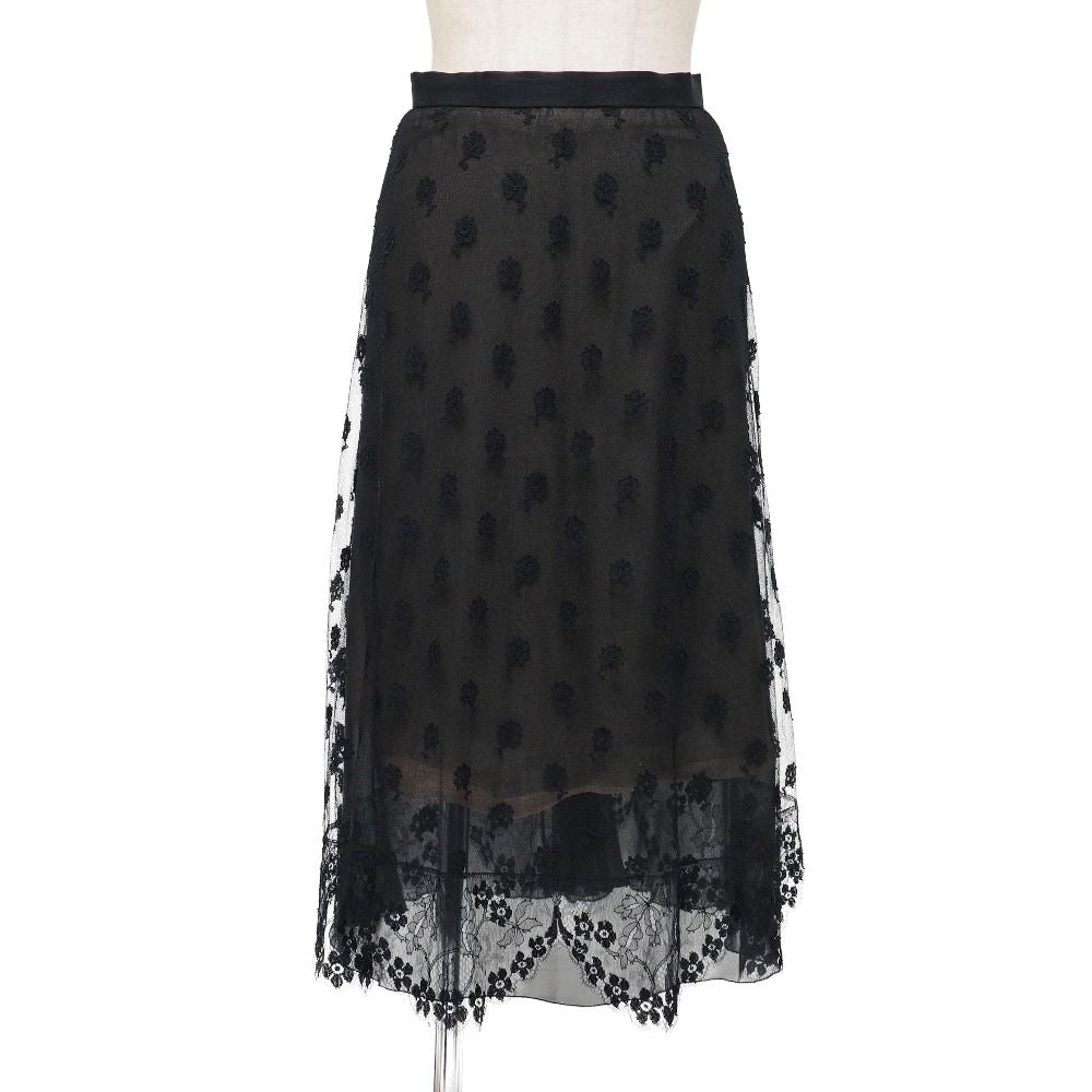 Chanel Vintage Skirt 36 Lace CC Logo Coco Button