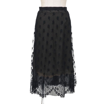 Chanel Vintage Skirt 36 Lace CC Logo Coco Button
