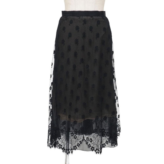 Chanel Vintage Skirt 36 Lace CC Logo Coco Button