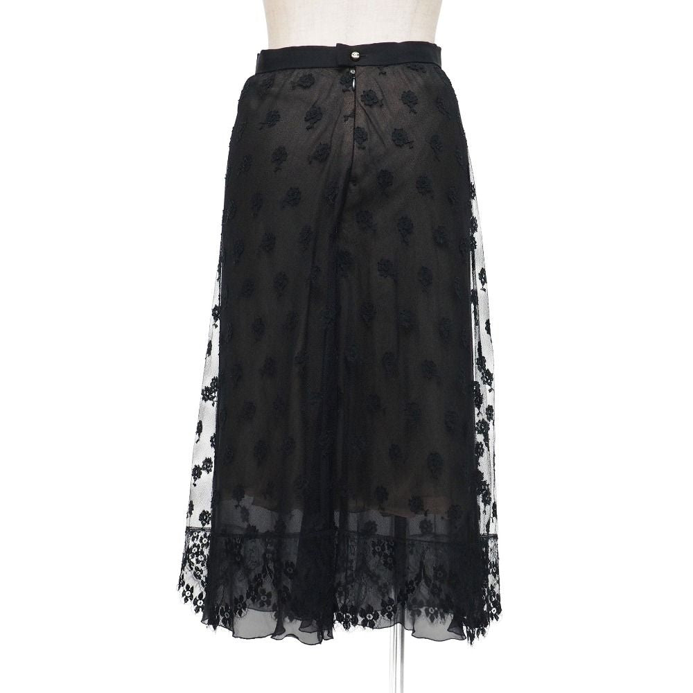 Chanel Vintage Skirt 36 Lace CC Logo Coco Button — view 2