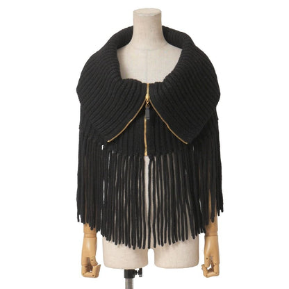 Gucci Knit S Rib Fringe Zip Cape Shawl