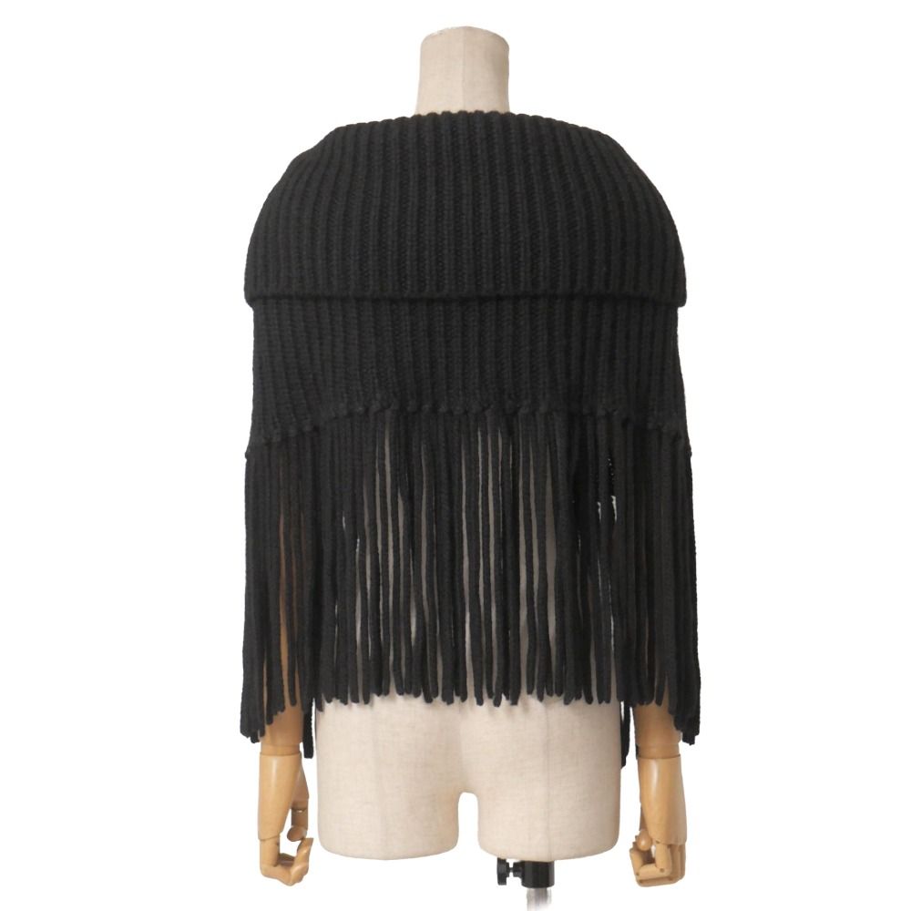 Gucci Knit S Rib Fringe Zip Cape Shawl — view 2