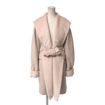 Max Mara Coat 42 White Tag Belted Alpaca Hooded