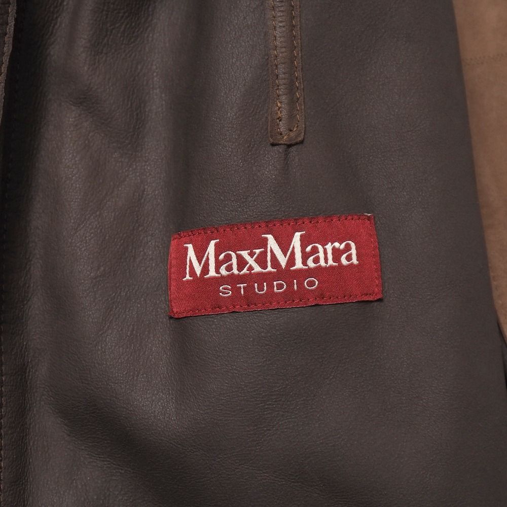 Max Mara Studio Coat 40 Suede Lambskin Belted Long — view 6