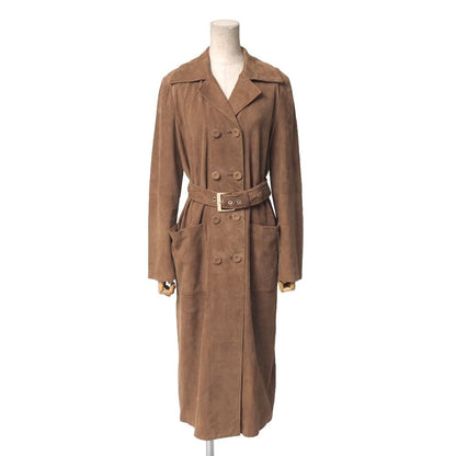 Max Mara Studio Coat 40 Suede Lambskin Belted Long