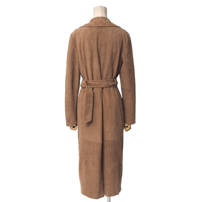 Max Mara Studio Coat 40 Suede Lambskin Belted Long — view 2