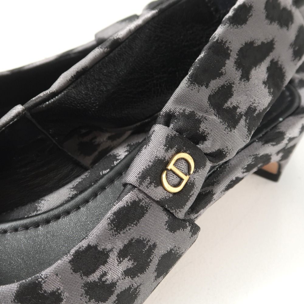 Dior Mizza Pumps D Leopard Print CD Logo Slingback Square Toe Shoes 37.5 — view 6
