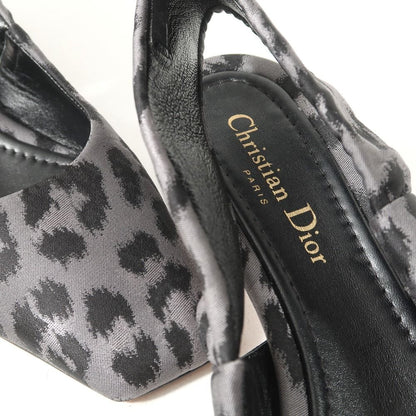 Dior Mizza Pumps D Leopard Print CD Logo Slingback Square Toe Shoes 37.5 — view 5