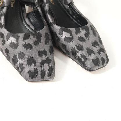 Dior Mizza Pumps D Leopard Print CD Logo Slingback Square Toe Shoes 37.5 — view 4