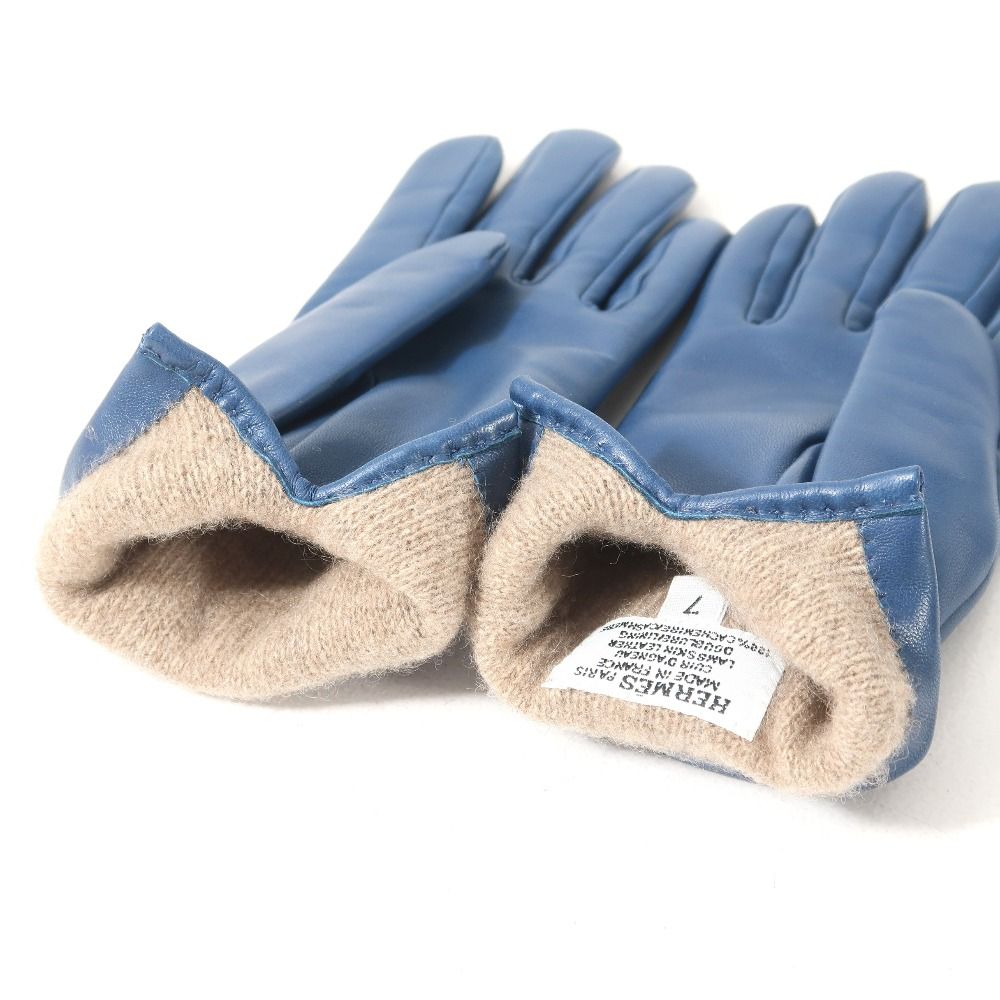 Hermes Gloves 7 Logo Lambskin All Cashmere — view 5