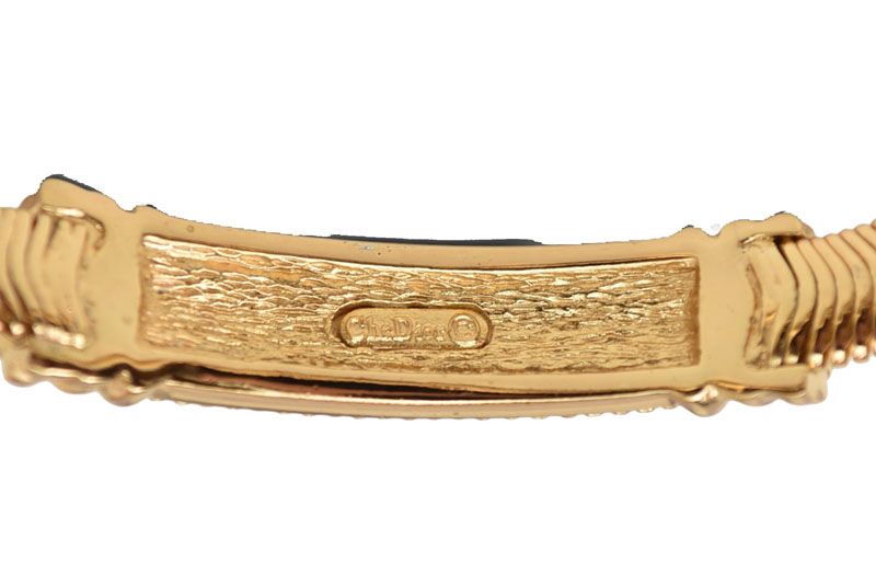 Dior Bracelet Bangle Vintage Line Stone Gold — view 4
