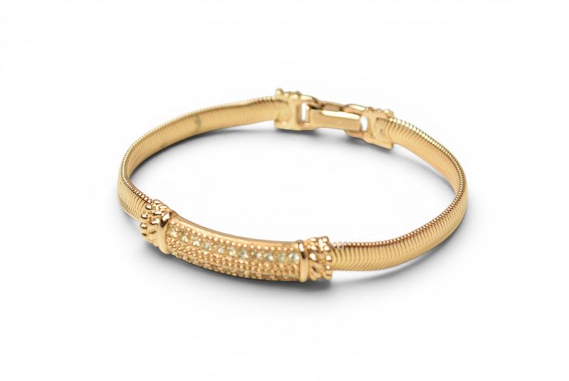 Dior Bracelet Bangle Vintage Line Stone Gold — view 2
