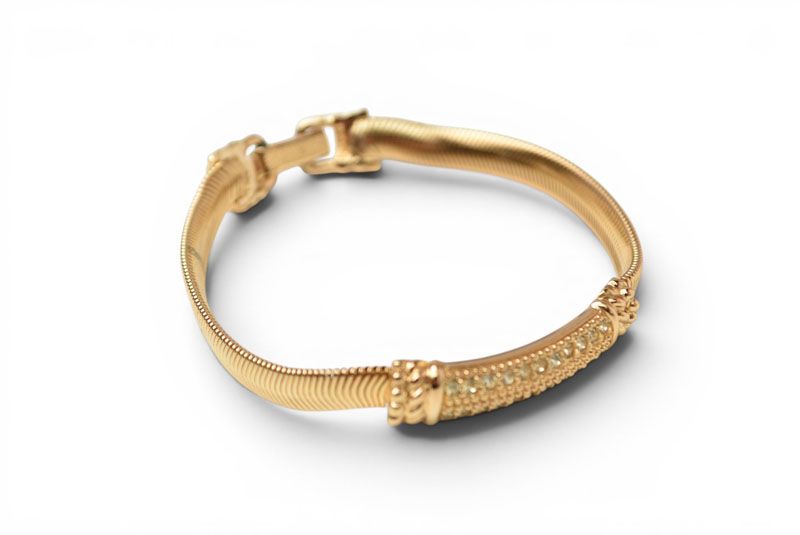 Dior Bracelet Bangle Vintage Line Stone Gold — view 3