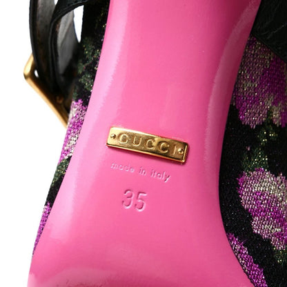 Gucci Pumps Bijou Strap Flower Jacquard High Heels Shoes 35 — view 7