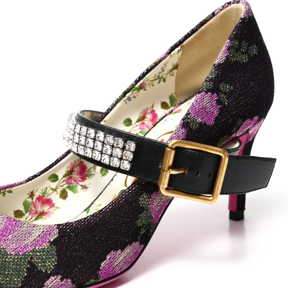Gucci Pumps Bijou Strap Flower Jacquard High Heels Shoes 35 — view 8