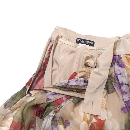 Dolce & Gabbana Skirt 36 Flower All Over Pattern Pleated Gathered Flare Midi — view 3