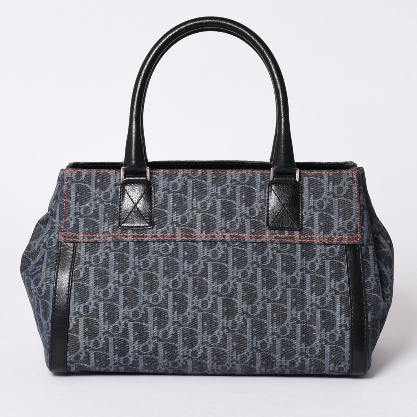 Dior Flight Line Trotter Handbag Galliano Era Denim Leather Navy Black Silver — view 2
