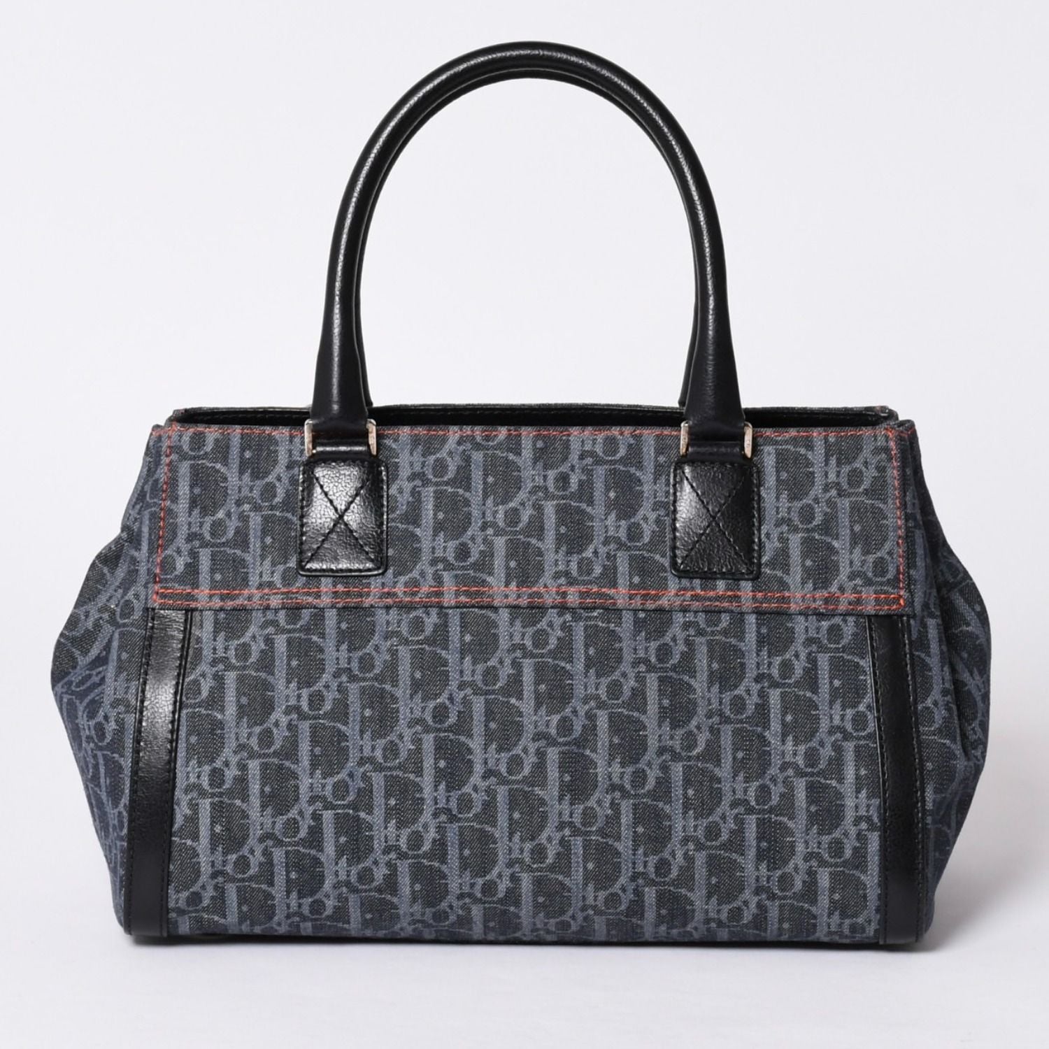 Dior Flight Line Trotter Handbag Galliano Era Denim Leather Navy Black Silver — view 2