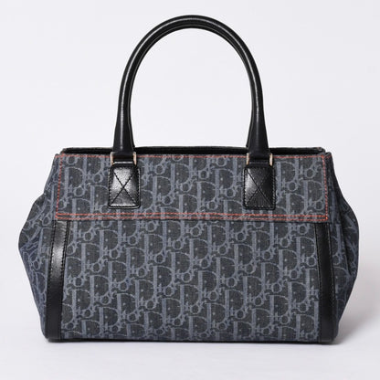 Dior Flight Line Trotter Handbag Galliano Era Denim Leather Navy Black Silver — view 2