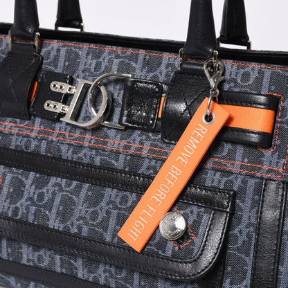 Dior Flight Line Trotter Handbag Galliano Era Denim Leather Navy Black Silver — view 6