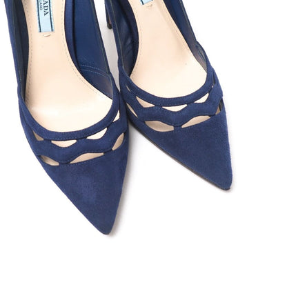Prada Pumps Suede Cutout High Heels Pointed Toe Shoes 37.5 — view 5