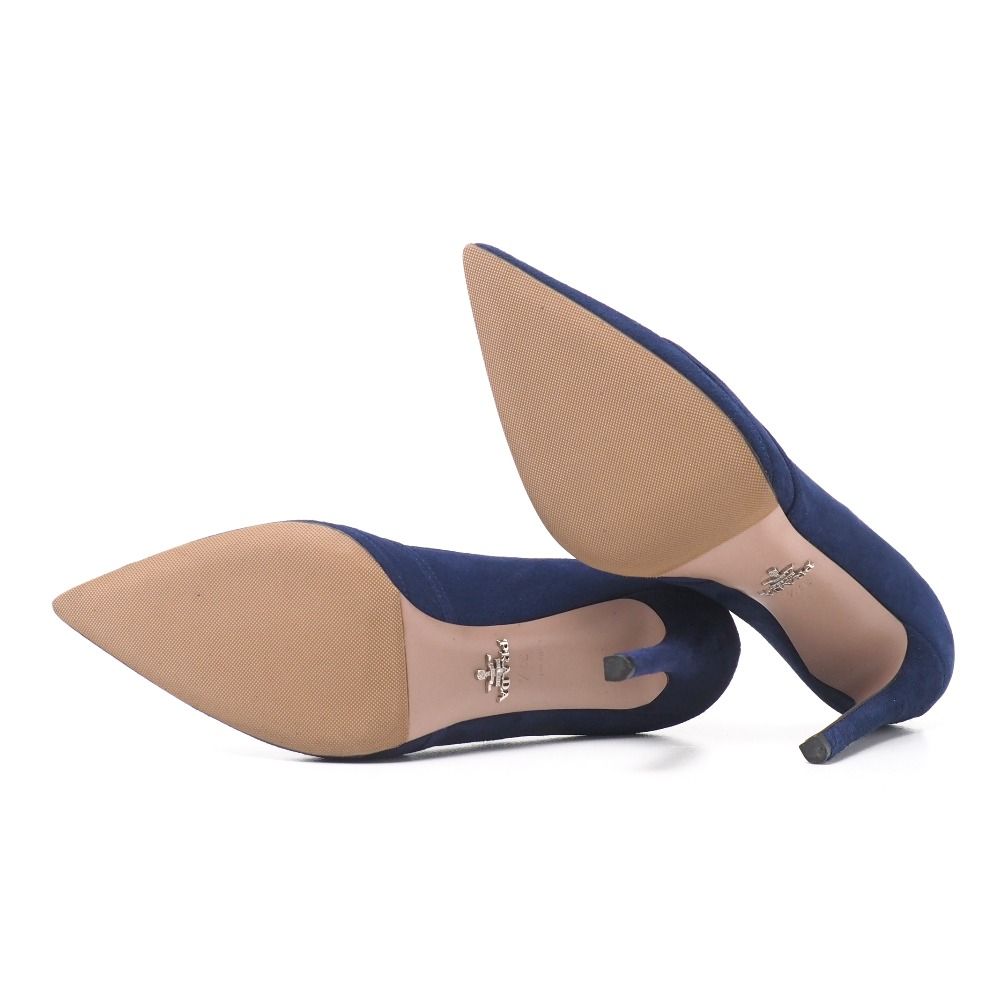 Prada Pumps Suede Cutout High Heels Pointed Toe Shoes 37.5 — view 6