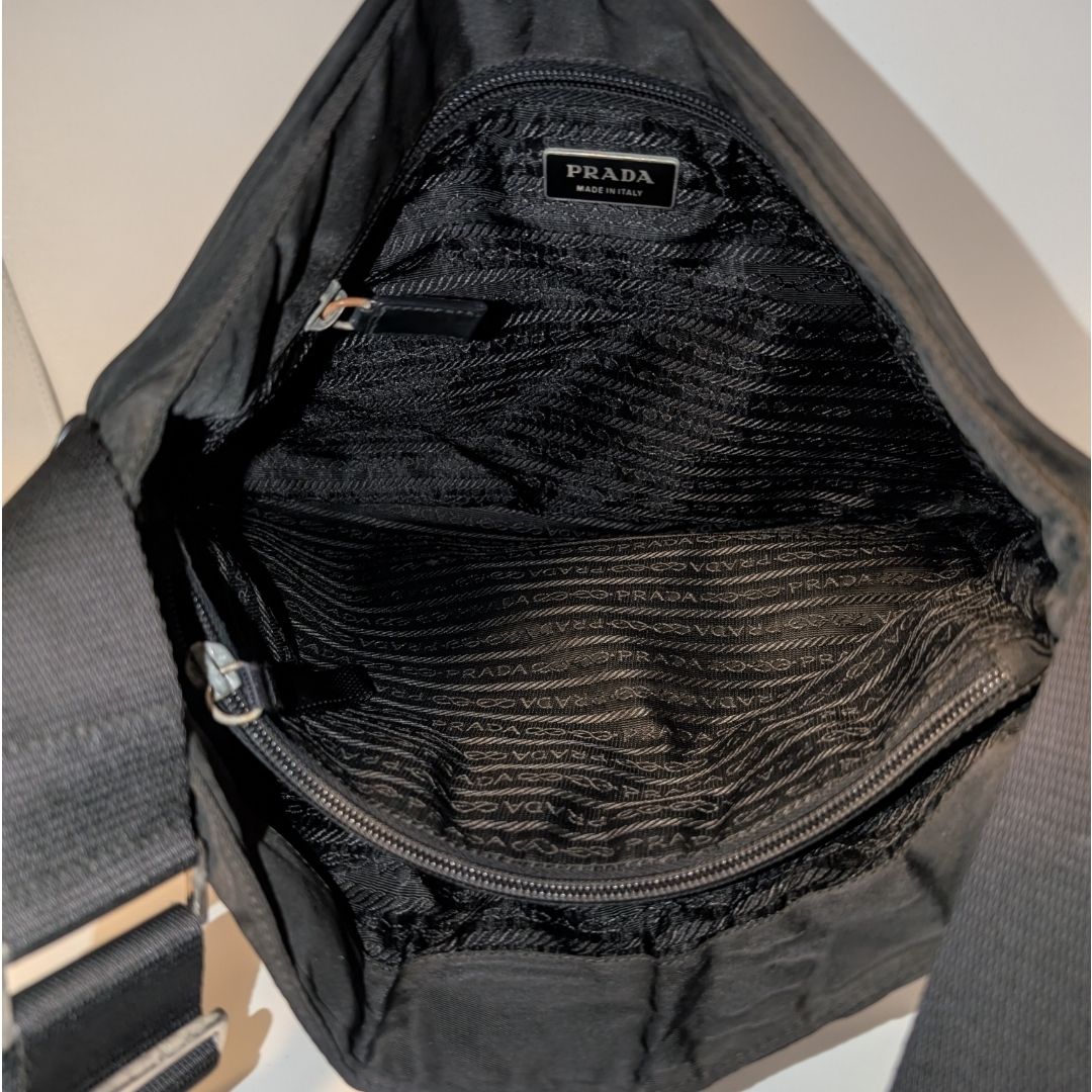 Prada Nylon Shoulder Bag Crossbody Black Triangle Logo — view 7