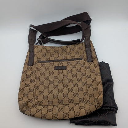 Gucci GG Canvas Shoulder Bag Crossbody Brown