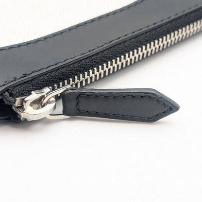 Balenciaga Clip M Canvas Leather Black White Logo Clutch — view 5