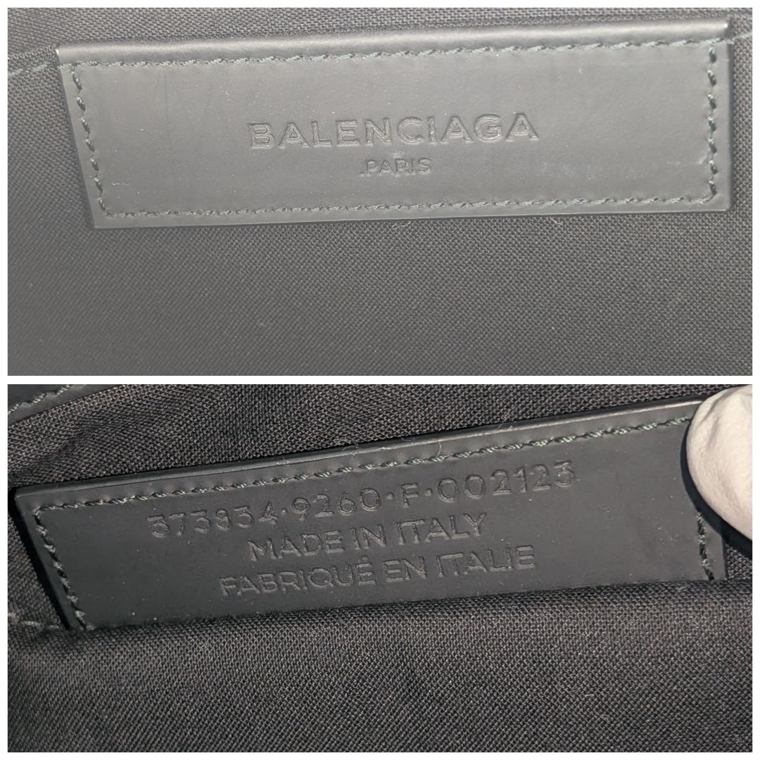 Balenciaga Clip M Canvas Leather Black White Logo Clutch — view 8