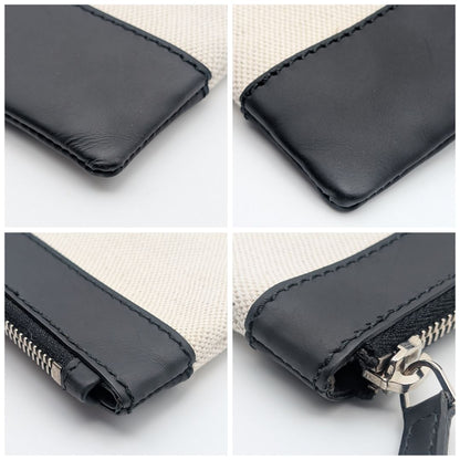 Balenciaga Clip M Canvas Leather Black White Logo Clutch — view 4