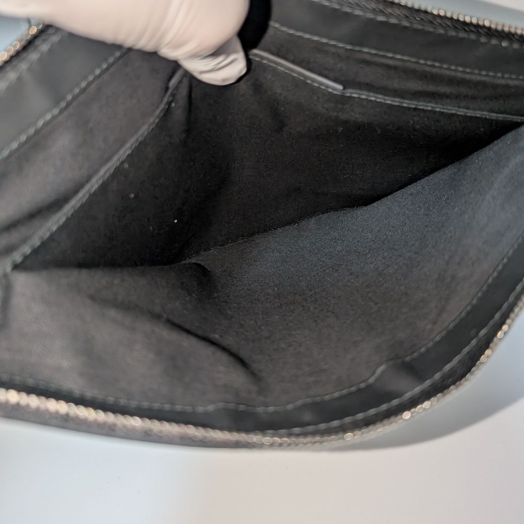 Balenciaga Clip M Canvas Leather Black White Logo Clutch — view 7