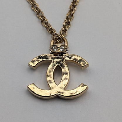 Chanel CC Logo Line Stone Gold Necklace — view 2