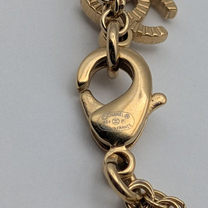 Chanel CC Logo Line Stone Gold Necklace — view 5