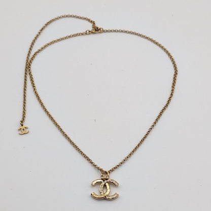 Chanel CC Logo Line Stone Gold Necklace — view 7
