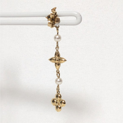 Louis Vuitton Pandant a Gold Faux Pearl Earrings Single — view 2