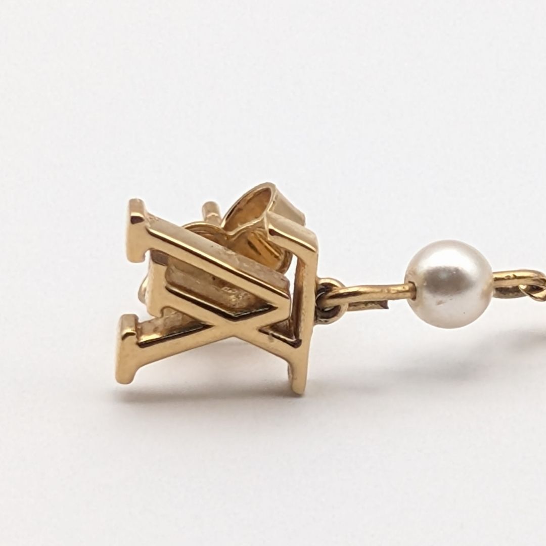 Louis Vuitton Pandant a Gold Faux Pearl Earrings Single — view 3