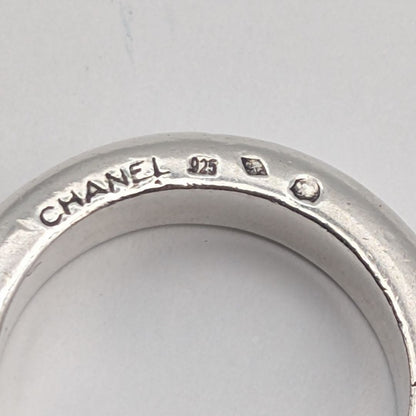 Chanel Ring Silver Logo Simple