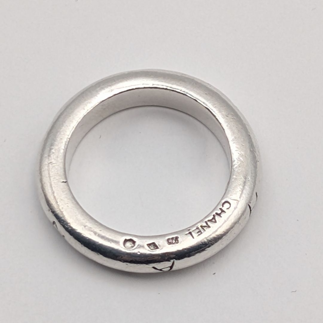 Chanel Ring Silver Logo Simple