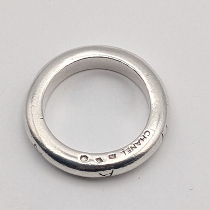 Chanel Ring Silver Logo Simple