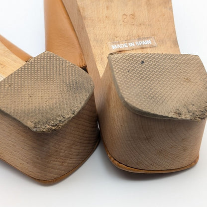 Hermes Oran Wood Sole Sandals Orange Logo — view 8