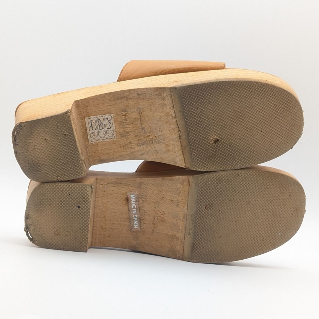 Hermes Oran Wood Sole Sandals Orange Logo — view 6