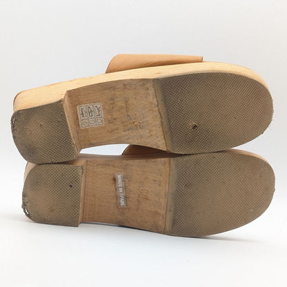 Hermes Oran Wood Sole Sandals Orange Logo — view 6